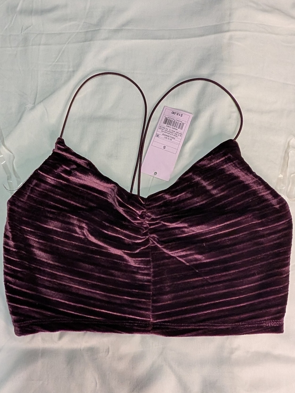 wild fable Ruched Velvet Crop Top in Purple Size Small NWT